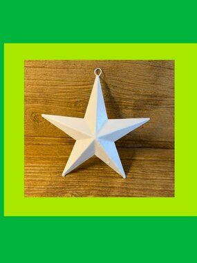 One (1) White Painted Tin Star with Hanging Loop 6 3/4" by 6 3/4" One (1)16006B